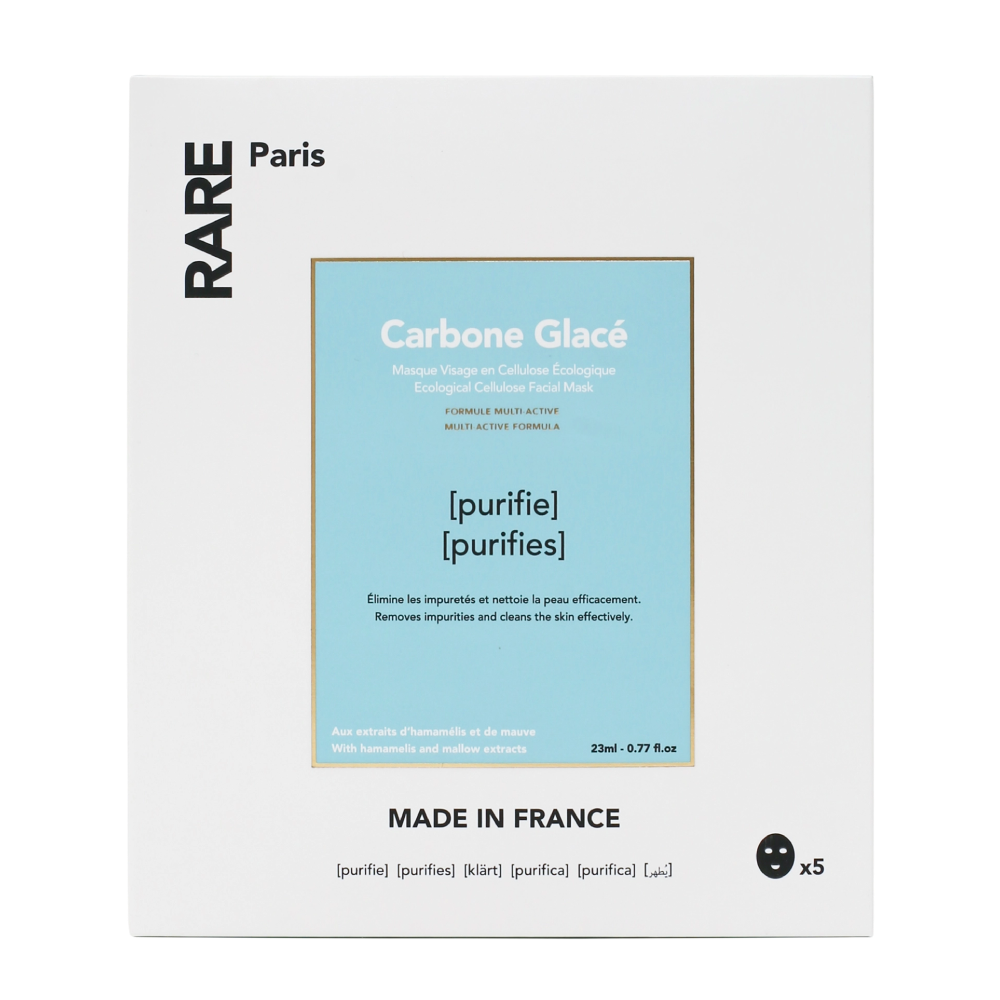 RARE PARIS Carbone Glacé Purifying Face Mask 5х23ml - Набір очищувальних масок з гамамелісом та екстрактом мальви RARE PARIS Carbone Glacé Purifying Face Mask 5х23ml - Набір очищувальних масок з гамамелісом та екстрактом мальви